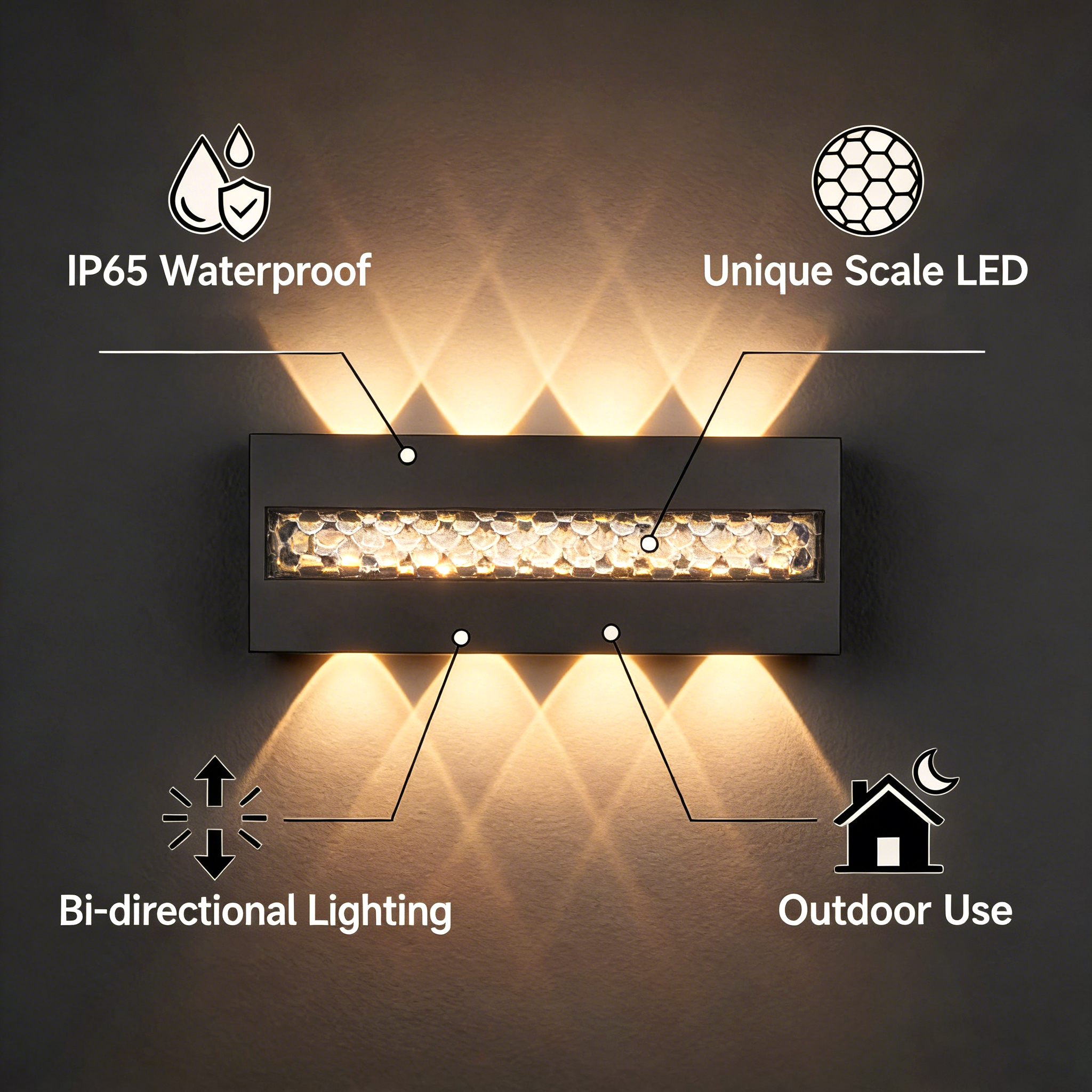 Xl Outdoor Lighting - Outdoor Waterproof LED Wall Light IP65
