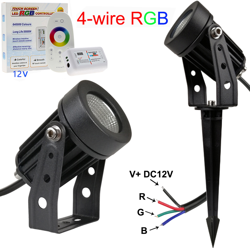 Wired Pathway Light - with remote control RGB 4-wire COB