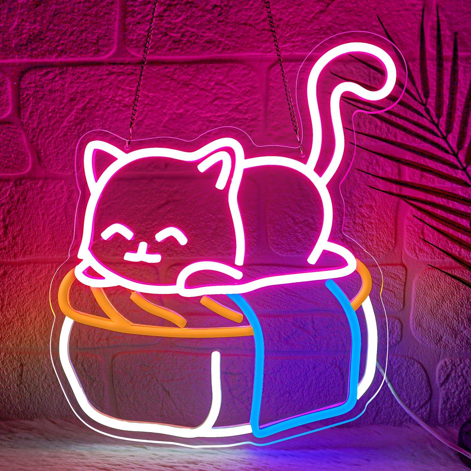 Outdoor Lighting For Store - Cute Sushi Cat Neon Sign Kawaii
