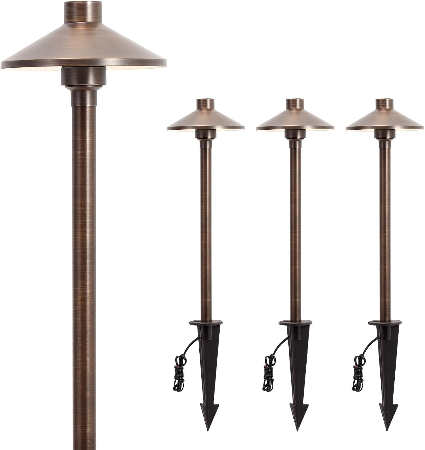 Wired Pathway Light - 4 Pack Solid Brass Low Voltage