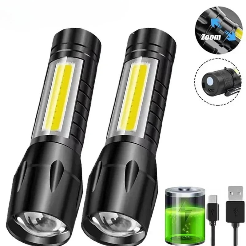 Outdoor Lighting Quality - Portable COB+LED Camping Light Flashlight USB