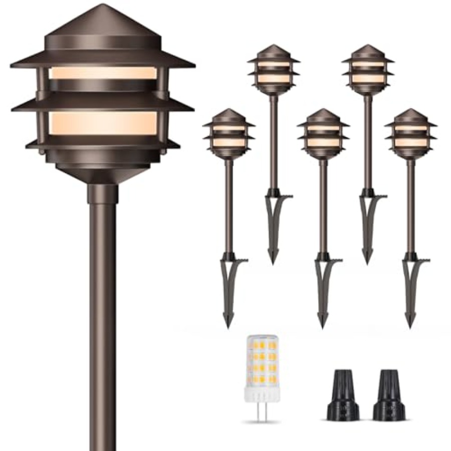 Wired Pathway Light - Pagoda Low Voltage Landscape Pathway Lights,