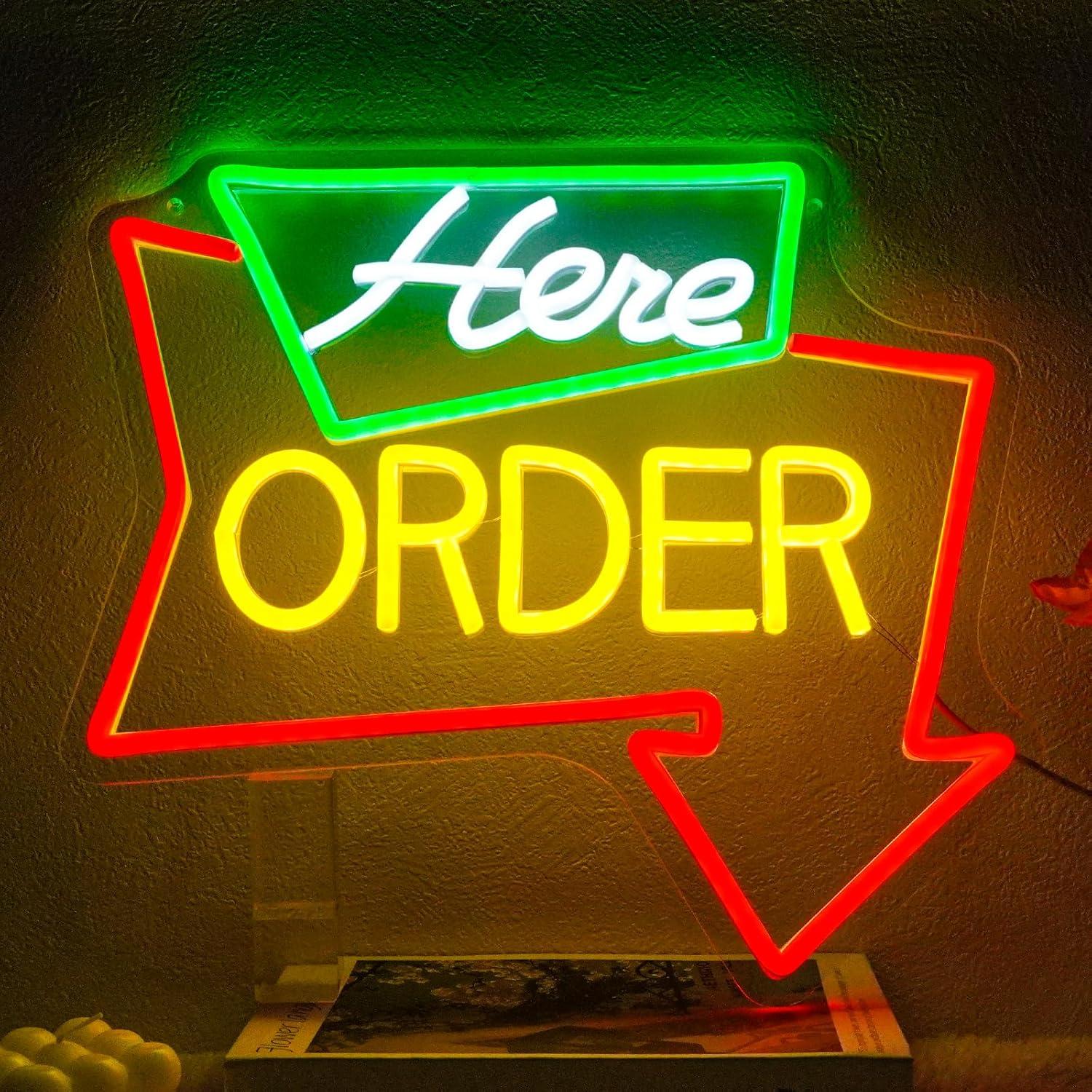 Order Here Neon Sign Dimmable  - مراجعة Outdoor Lighting For Store وسعره
