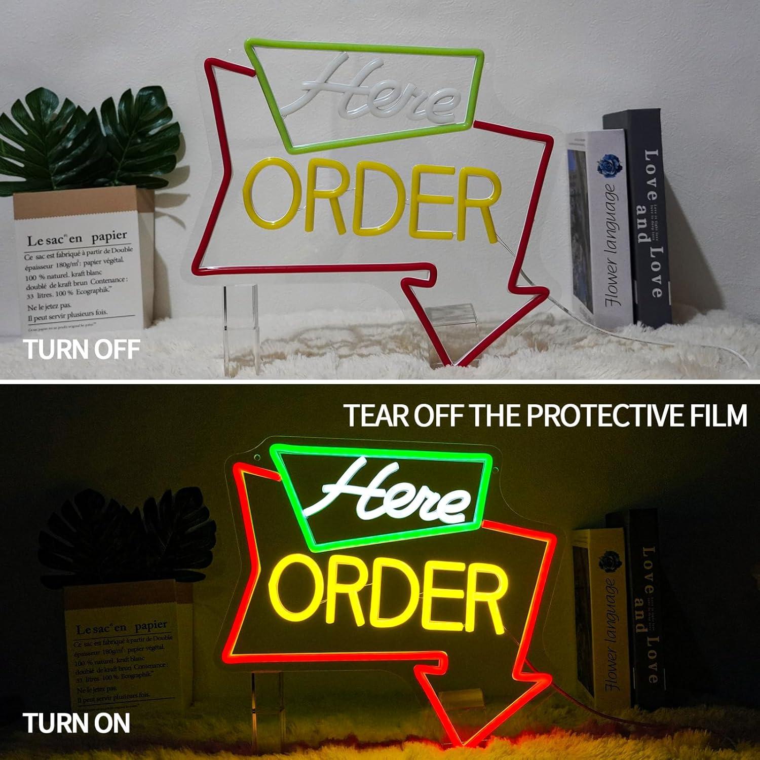 Order Here Neon Sign Dimmable  - مراجعة Outdoor Lighting For Store وسعره