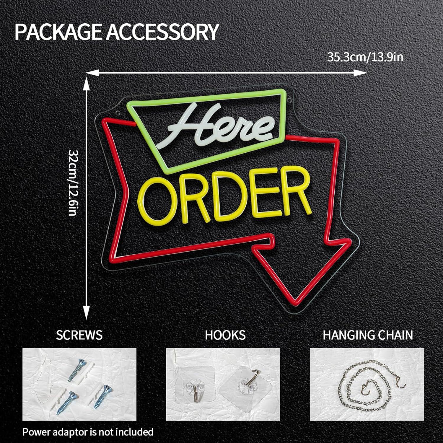 Order Here Neon Sign Dimmable  - مراجعة Outdoor Lighting For Store وسعره
