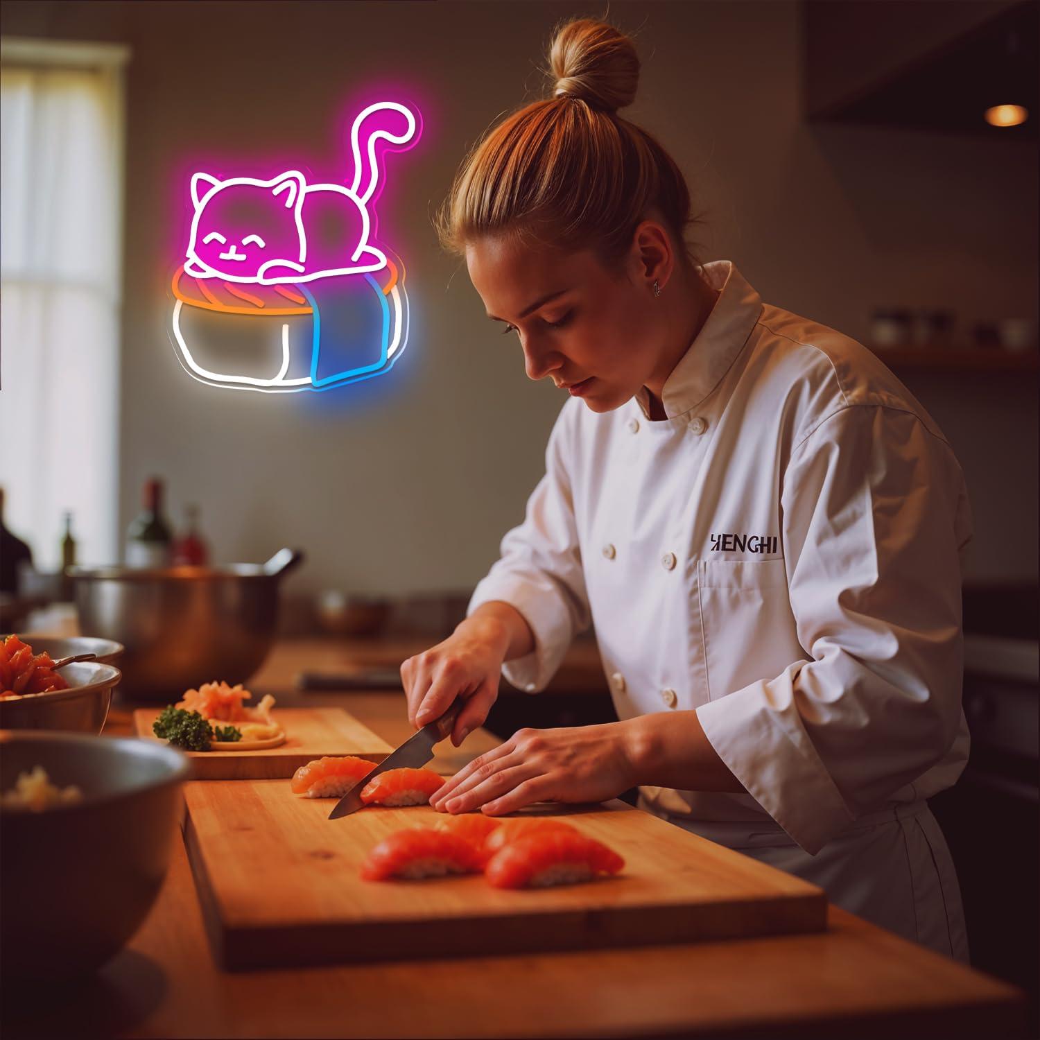 Cute Sushi Cat Neon Sign Kawai - مراجعة Outdoor Lighting For Store وسعره