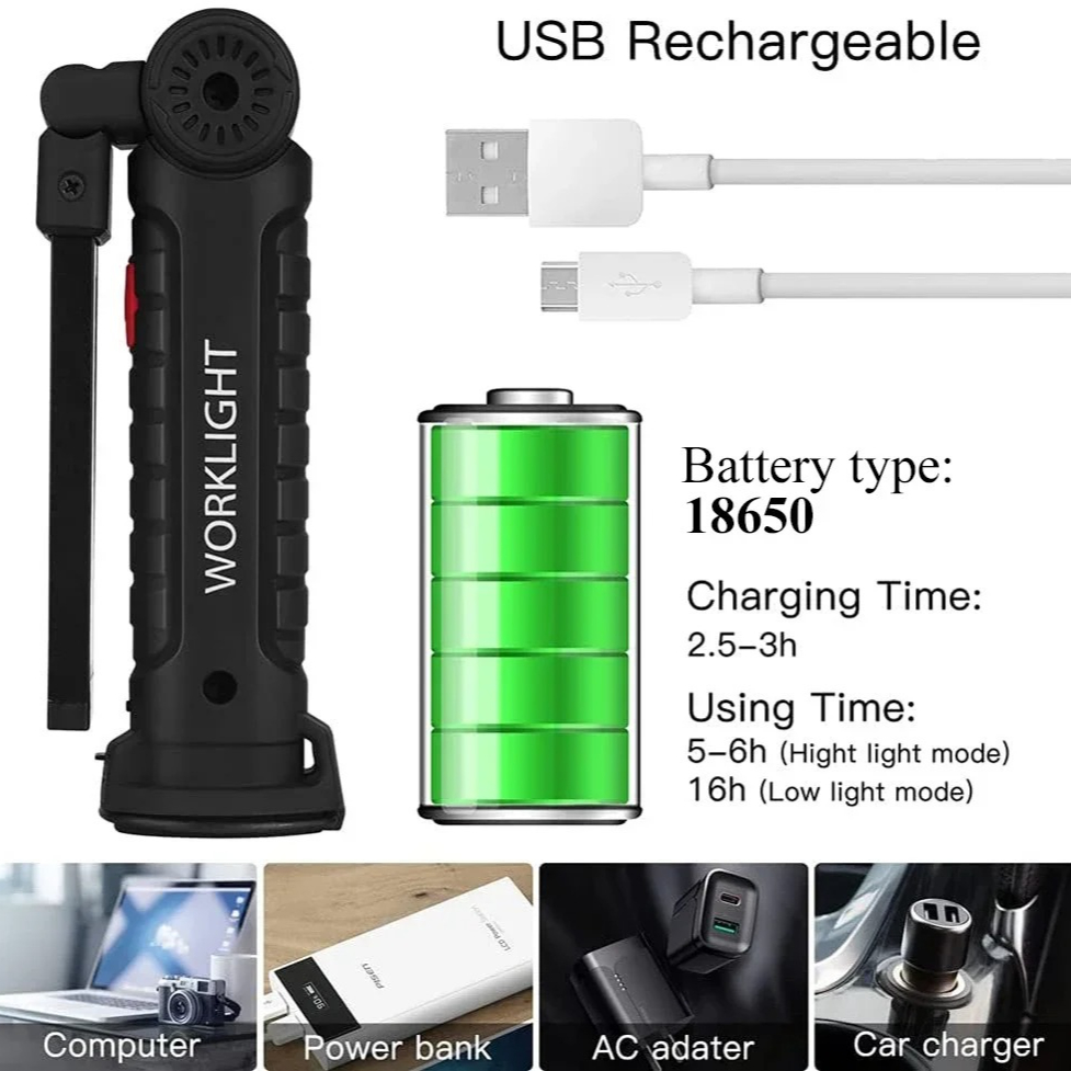 Portable COB LED Flashlight US - مراجعة Outdoor Lighting Usb وسعره