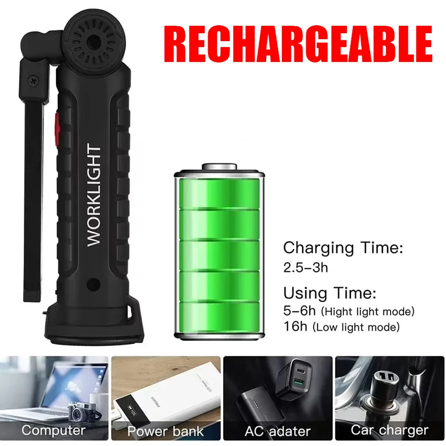 New Portable COB LED Flashligh - مراجعة Outdoor Lighting Usb وسعره