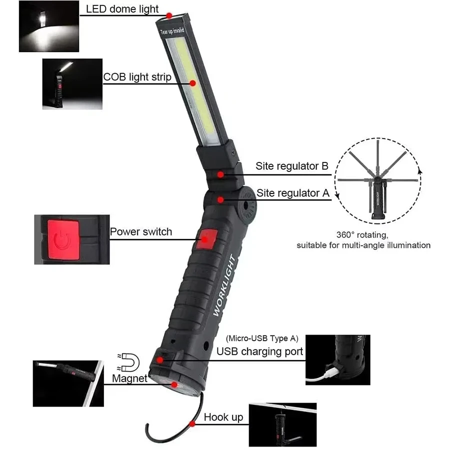 New Portable COB LED Flashligh - مراجعة Outdoor Lighting Usb وسعره