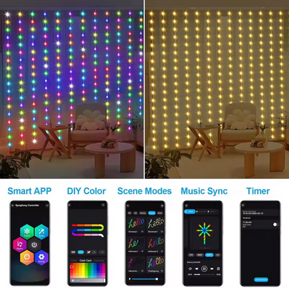 3M RGB Smart LED Curtain Light - مراجعة Outdoor Lighting Usb وسعره